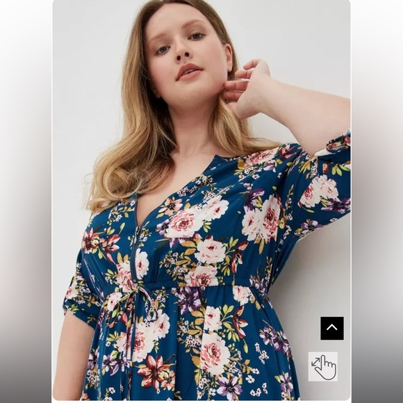 Torrid Floral Mini Challis High-Low Shirt Dress BNWT Size 1 - Picture 9 of 12